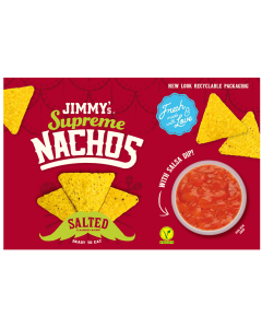 JIMMY's Nacho to go -SALSA, best, crunchy, salty, fresh, seasoning, practical, cinema, tray, perfect, good, red, yellow, love, blue, green 
