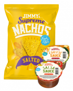 Nacho Salted & Dips pakket, combination, salsa, cheese, sauce, crunchy, supreme, salty, delicious, corn, nachos, ready, eat, amazing, fresh, aperitivo