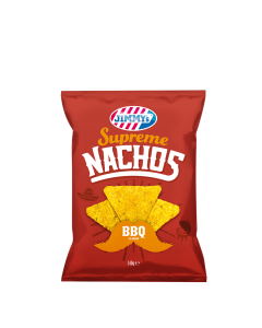JIMMY's Supreme Nachos Barbecue, Fresh, love, BBQ, red, crunchy, delicious, original, aperitivo, salsa, cheese, salty, entree, amazing